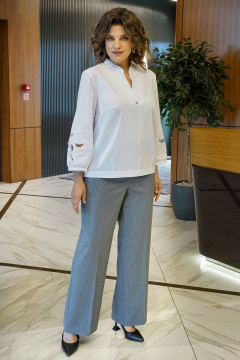 Блуза, брюки Alani Collection 2412 белый-серый - фото 3