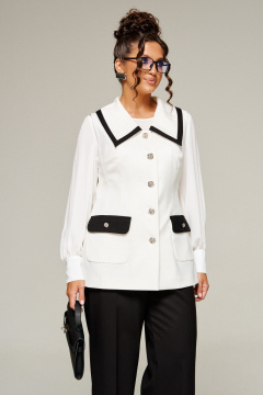 Блуза, брюки, жилет Beautiful&Free 6380 молочно-черный - фото 4