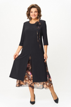 Платье Svetlana-Style 1958 черный_рыжие_цветы - фото 2