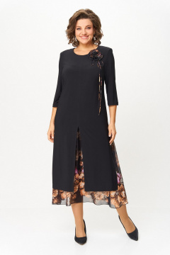 Платье Svetlana-Style 1958 черный_рыжие_цветы - фото 1