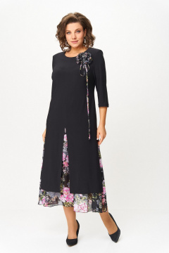 Платье Svetlana-Style 1958 черный_розовые_цветы - фото 1