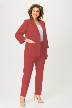 Брюки, жакет, топ БАГРЯНИЦА 3163 терракот - фото 1