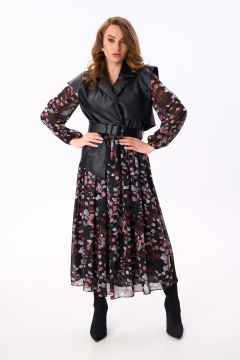 Платье NikVa 904-6 черный_листья_мультиколор - фото 5