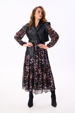 Платье NikVa 904-6 черный_листья_мультиколор - фото 4