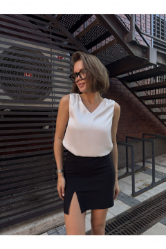 Мини-юбка с разрезом по ноге на каждый день и для наряда THE.WOMAN 0032 черный - фото 1