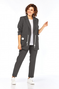 Блуза, брюки, жакет Ольга Стиль С-958 серый - фото 1