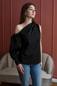 Блуза асимметричная из текстиля на каждый день Madech 212278 черный - фото 5