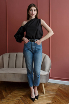 Блуза асимметричная из текстиля на каждый день Madech 212278 черный - фото 3