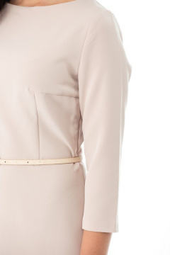 Платье нарядное из ткани с вырезом лодочка и вытачками Anelli 268 пудра - фото 5