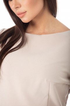 Платье нарядное из ткани с вырезом лодочка и вытачками Anelli 268 пудра - фото 4