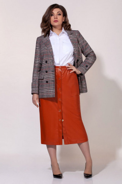 Юбка из экокожи на притачном поясе с карманами Anna Majewska 1438 рыжий - фото 1