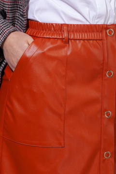 Юбка из экокожи на притачном поясе с карманами Anna Majewska 1438 рыжий - фото 3