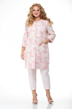 Легкий розовый пальто-кардиган из вискозы БелЭльСтиль 813-1 85 22 розовый - фото 1