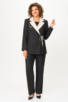 Брюки, жакет DaLi 7048.2 чёрный+пудра - фото 1