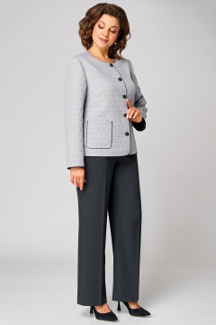 Брюки, жакет Мишель стиль 1306 жемчужно-графитовый - фото 4