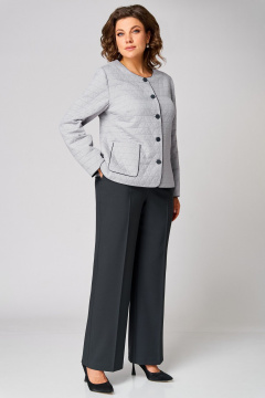 Брюки, жакет Мишель стиль 1306 жемчужно-графитовый - фото 3