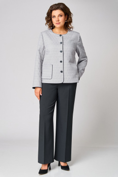 Брюки, жакет Мишель стиль 1306 жемчужно-графитовый - фото 2