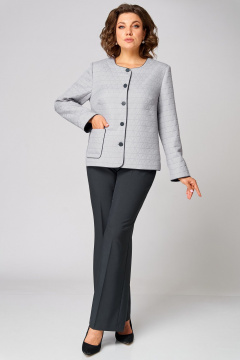 Брюки, жакет Мишель стиль 1306 жемчужно-графитовый - фото 1