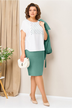 Блуза, жакет, юбка VOLNA 1425 мятно-бирюзовый - фото 2