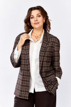 Брюки, жакет ZigzagStyle 610 клетка+шоколад - фото 4