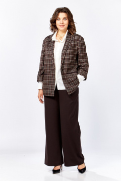 Брюки, жакет ZigzagStyle 610 клетка+шоколад - фото 2