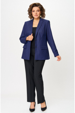 Брюки, жакет БелЭльСтиль 412-3 03_22+596-2 79_22 синий_гусек+черный - фото 2