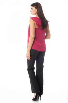 Блуза из шифона с эффектной спинкой и рюшами, лето Anelli 865 красный - фото 2