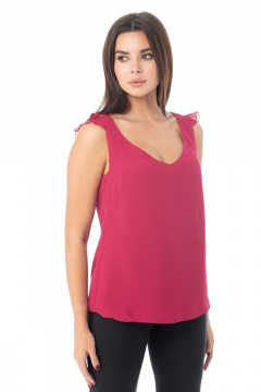 Блуза из шифона с эффектной спинкой и рюшами, лето Anelli 865 красный - фото 1