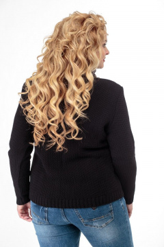 Демисезонный джемпер из трикотажной пряжи с воротником-стойкой Anelli 687 черный - фото 4