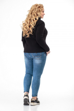 Демисезонный джемпер из трикотажной пряжи с воротником-стойкой Anelli 687 черный - фото 2