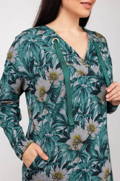 Платье свободное трикотажное в стиле casual La rouge 5345 изумруд-(листья) - фото 4