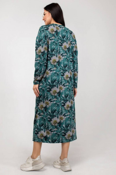 Платье свободное трикотажное в стиле casual La rouge 5345 изумруд-(листья) - фото 3