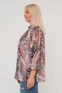 Блуза шифоновая с воротником-стойкой для офисных образов Avila 0822 розовый - фото 2