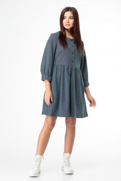 Платье свободного кроя с завышенной талией и съемным воротником Anelli 973 зеленый - фото 3