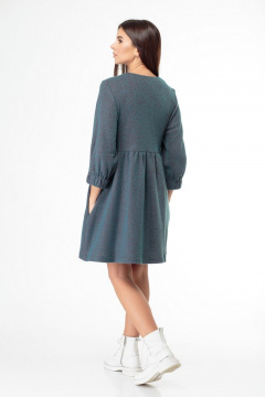 Платье свободного кроя с завышенной талией и съемным воротником Anelli 973 зеленый - фото 2