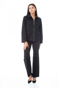 Черный жакет с кружевными вставками и молнией Anelli 978 черный - фото 4
