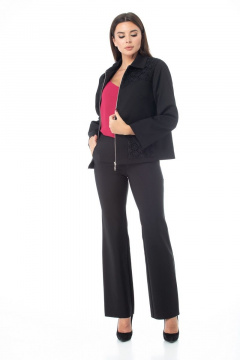 Черный жакет с кружевными вставками и молнией Anelli 978 черный - фото 2