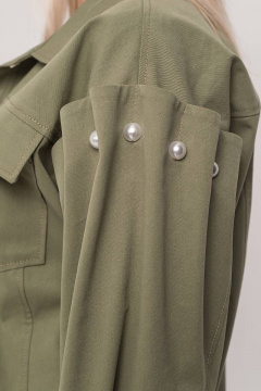 Свободный зелёный жакет с перламутровыми пуговицами Avila 0840 оливковый - фото 4