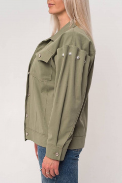 Свободный зелёный жакет с перламутровыми пуговицами Avila 0840 оливковый - фото 2