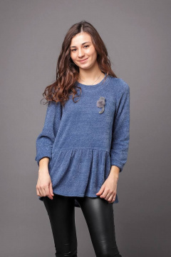 Джемпер расширенный из трикотажа, демисезон, casual стиль Соджи 466 голубой - фото 2