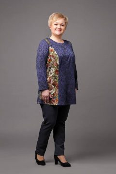 Туника свободная из текстиля, демисезон, повседневный стиль Соджи 479 синий - фото 2