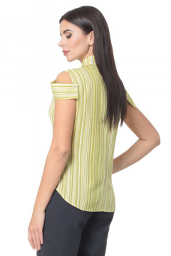 Зеленая льняная блузка с отстегивающимся рукавом-крылышком Angelina & Сo 512/1 зеленый - фото 4