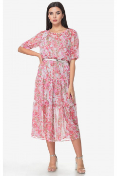 Двухслойное платье из текстиля и шифона с воланом Angelina & Сo 514/3 розовый - фото 4