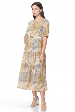 Нарядное платье из трикотажа и шифона со сборками Angelina & Сo 514/2 песок_разводы - фото 3