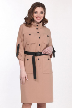 Платье с центральной застежкой и карманами из текстиля Matini 3.1471 беж - фото 1