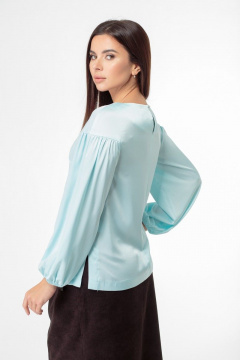 Платье прямого силуэта с V-образным вырезом, демисезон Anelli 883 голубой - фото 5