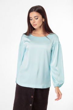 Платье прямого силуэта с V-образным вырезом, демисезон Anelli 883 голубой - фото 1