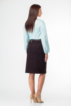 Платье прямого силуэта с V-образным вырезом, демисезон Anelli 883 голубой - фото 3