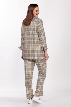 Брюки в клетку с высокой посадкой и застежкой на пуговице Belinga 4037 беж.клетка - фото 3