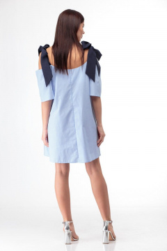 Платье-сарафан из хлопка с завязками и широкими бретелями Anelli 867 голубой - фото 2